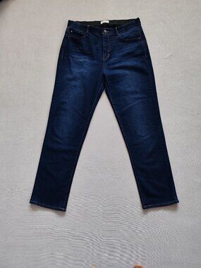 Curve Appeal High Rise Straight Leg Jeans Blue Comfort Waist Women's Size 10